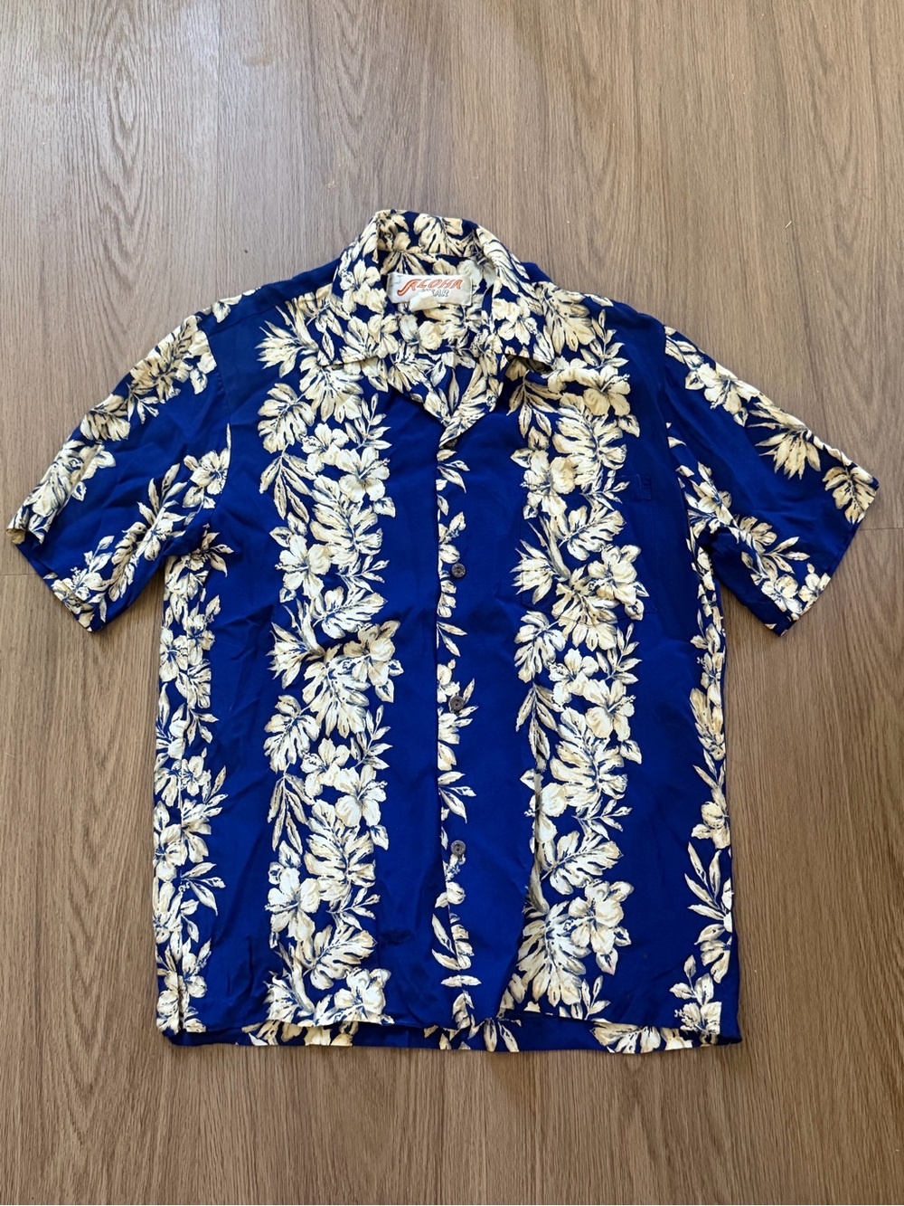 ALOHA Collection Blue Floral Button-Down Camp Shirt